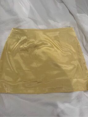 Daily Drills Yellow Satin Mini Skirt